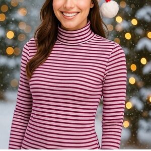 Pink burgundy stripe turtleneck top